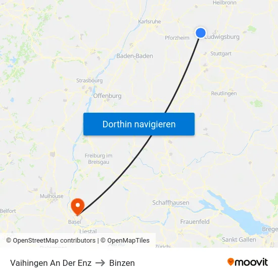 Vaihingen An Der Enz to Binzen map