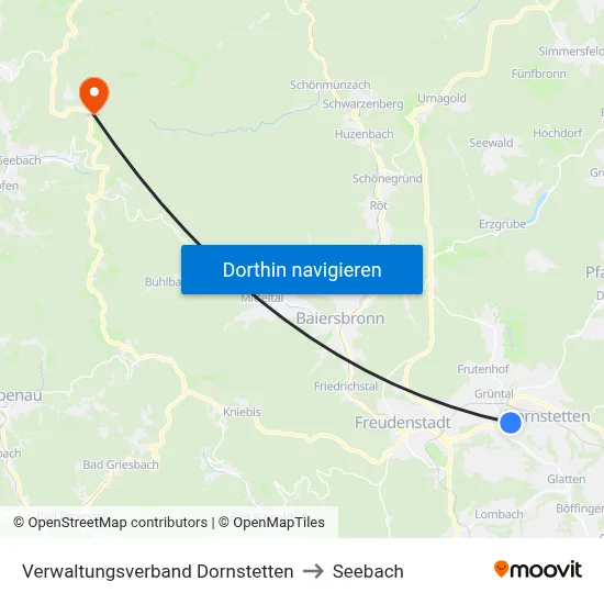 Verwaltungsverband Dornstetten to Seebach map