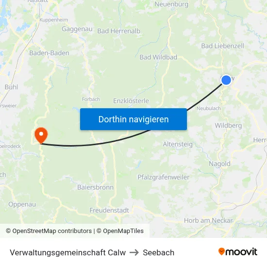 Verwaltungsgemeinschaft Calw to Seebach map