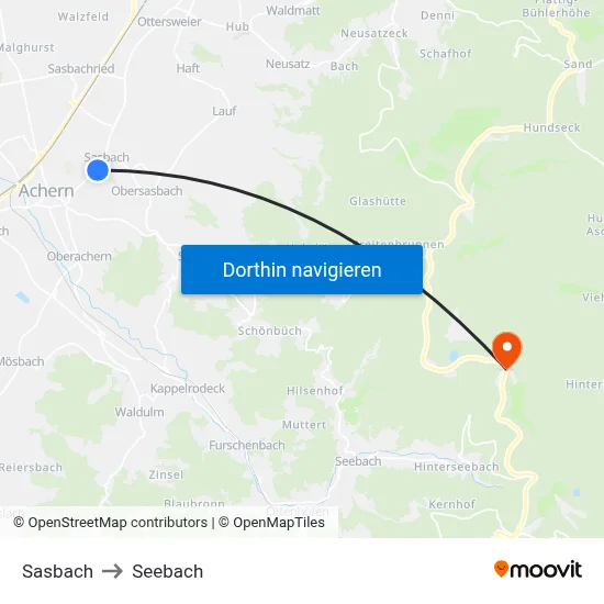 Sasbach to Seebach map