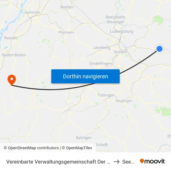 Vereinbarte Verwaltungsgemeinschaft Der Stadt Schorndorf to Seebach map