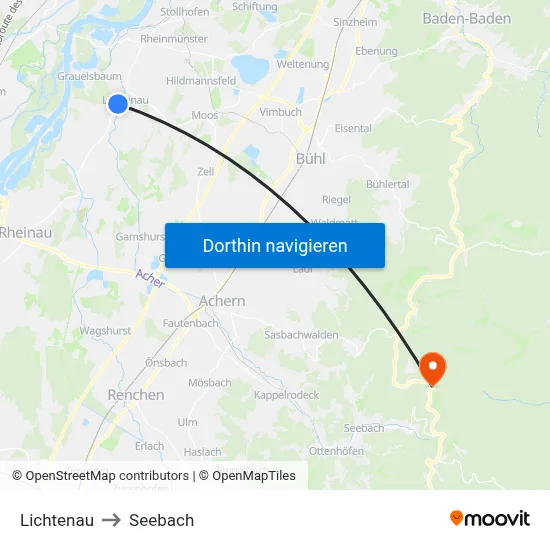 Lichtenau to Seebach map