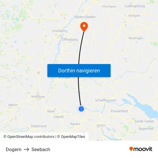 Dogern to Seebach map