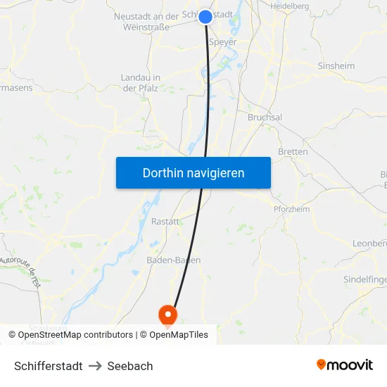 Schifferstadt to Seebach map