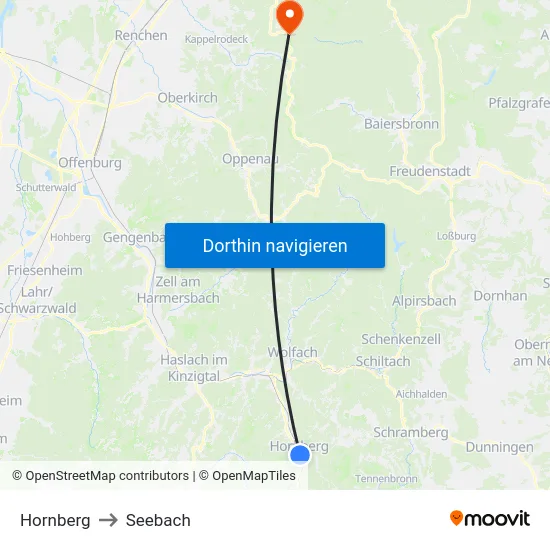 Hornberg to Seebach map