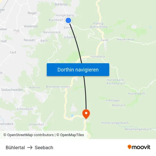 Bühlertal to Seebach map