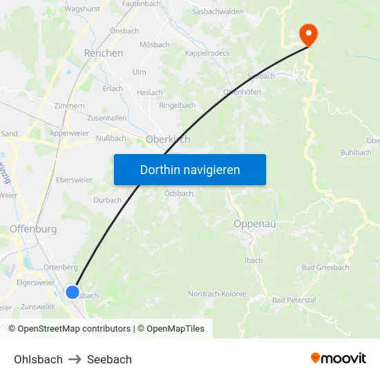Ohlsbach to Seebach map