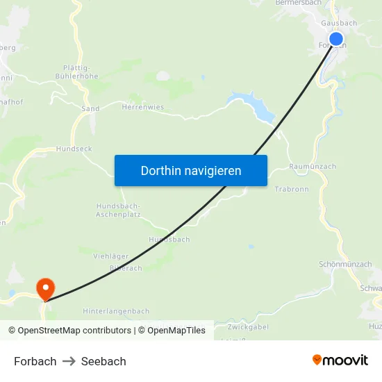 Forbach to Seebach map