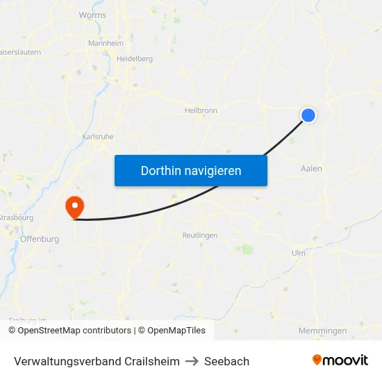 Verwaltungsverband Crailsheim to Seebach map