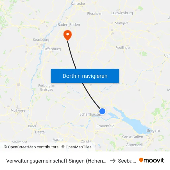 Verwaltungsgemeinschaft Singen (Hohentwiel) to Seebach map