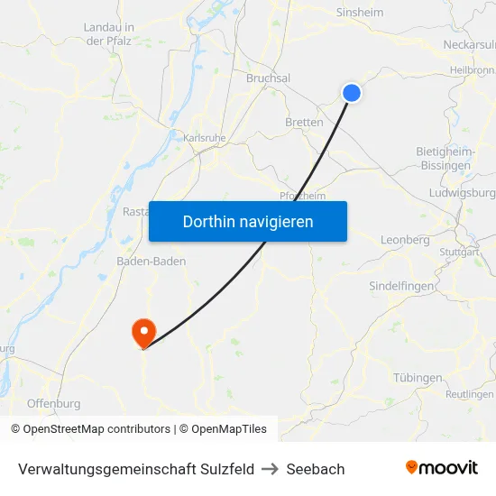 Verwaltungsgemeinschaft Sulzfeld to Seebach map
