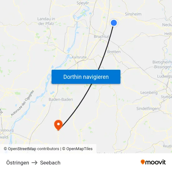 Östringen to Seebach map