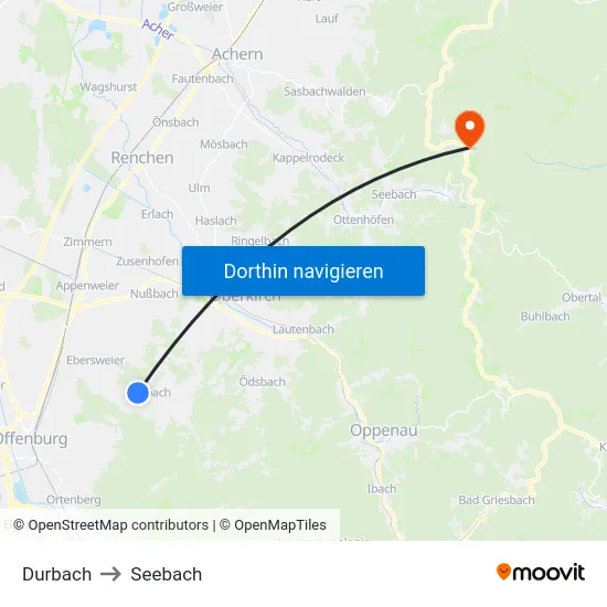Durbach to Seebach map