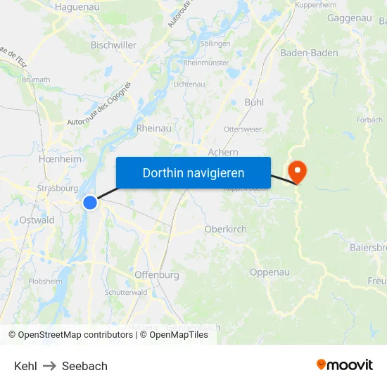 Kehl to Seebach map