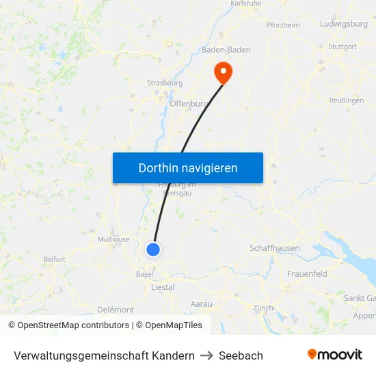 Verwaltungsgemeinschaft Kandern to Seebach map