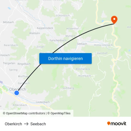 Oberkirch to Seebach map