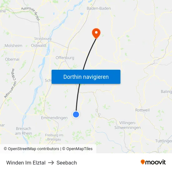 Winden Im Elztal to Seebach map