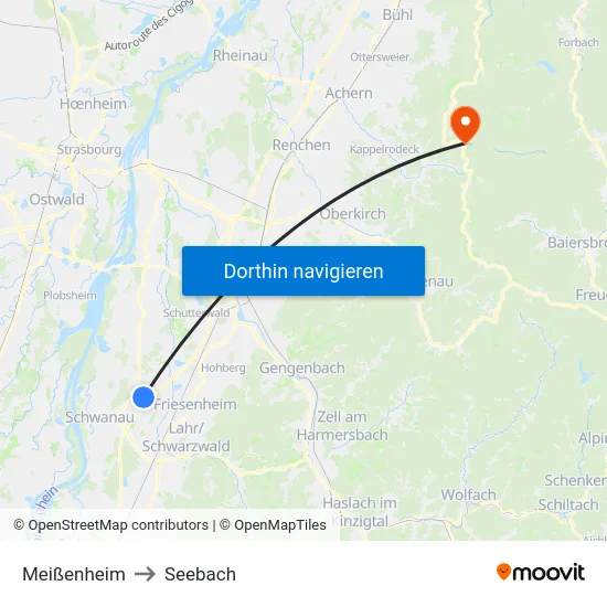 Meißenheim to Seebach map