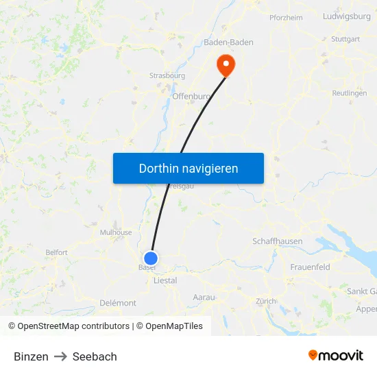 Binzen to Seebach map