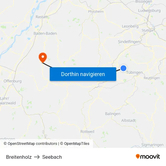 Breitenholz to Seebach map