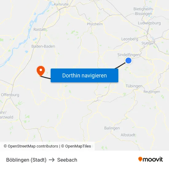 Böblingen (Stadt) to Seebach map