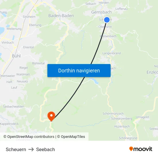 Scheuern to Seebach map