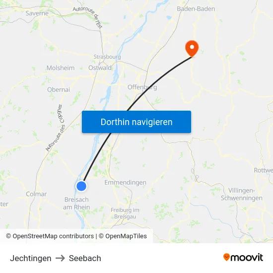 Jechtingen to Seebach map