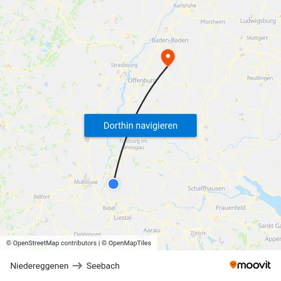 Niedereggenen to Seebach map