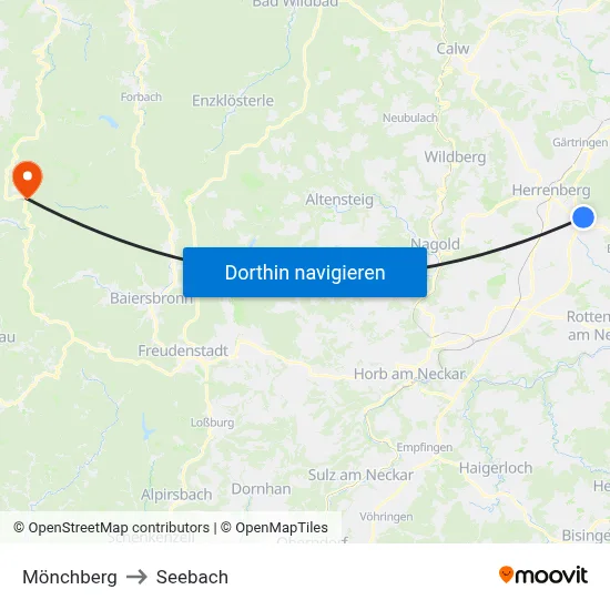 Mönchberg to Seebach map