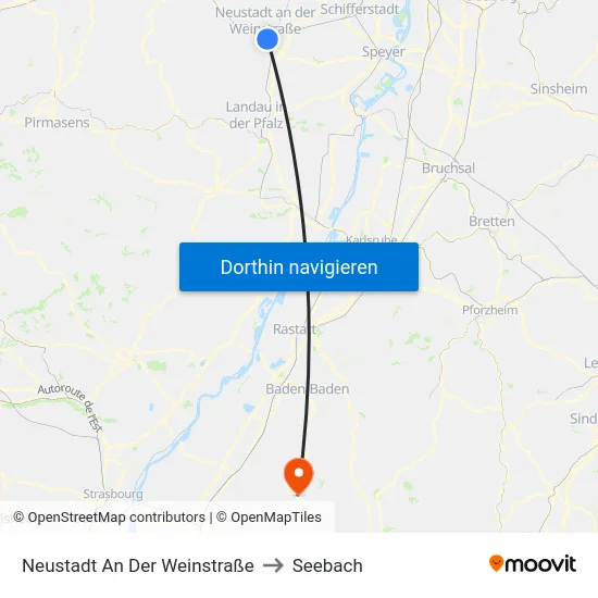 Neustadt An Der Weinstraße to Seebach map