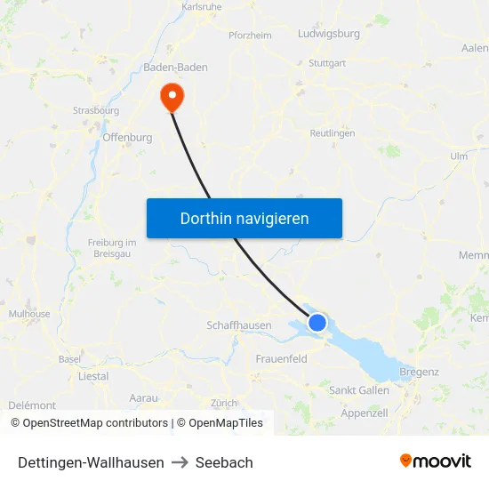 Dettingen-Wallhausen to Seebach map