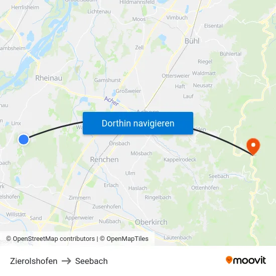 Zierolshofen to Seebach map