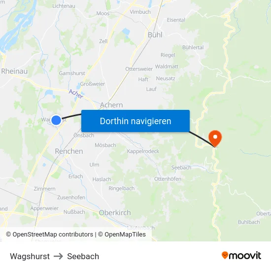 Wagshurst to Seebach map