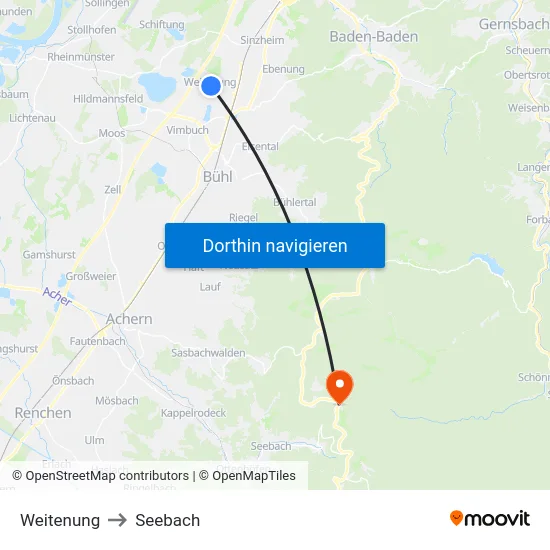 Weitenung to Seebach map