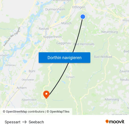 Spessart to Seebach map