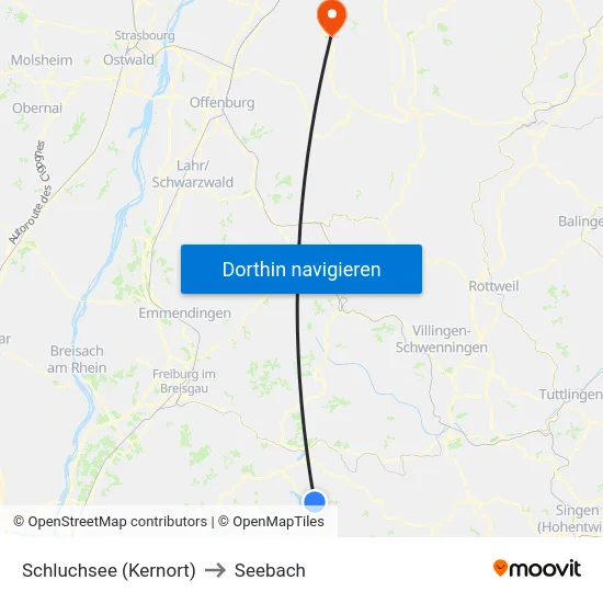 Schluchsee (Kernort) to Seebach map