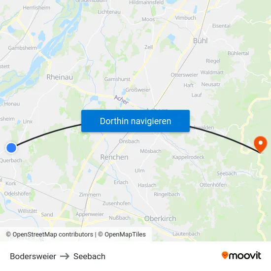 Bodersweier to Seebach map