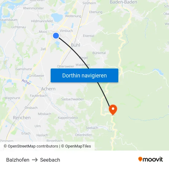 Balzhofen to Seebach map