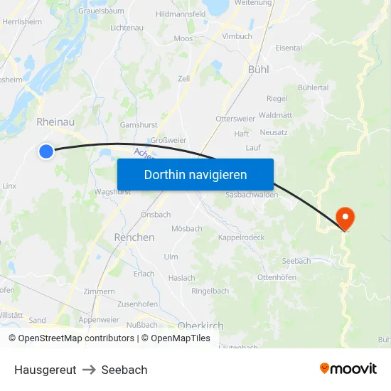 Hausgereut to Seebach map