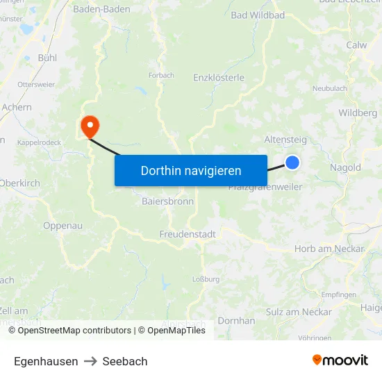Egenhausen to Seebach map