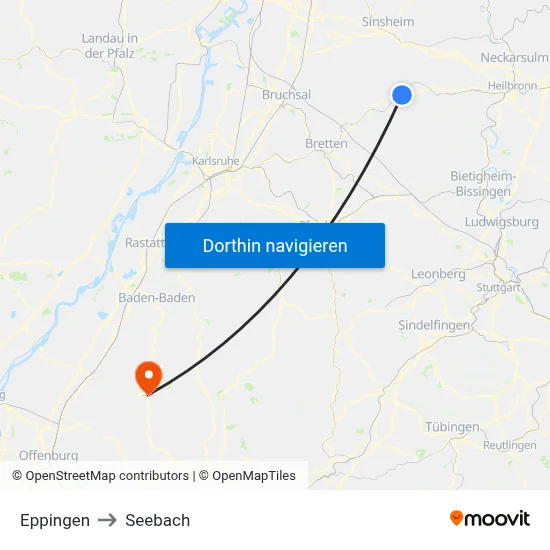 Eppingen to Seebach map
