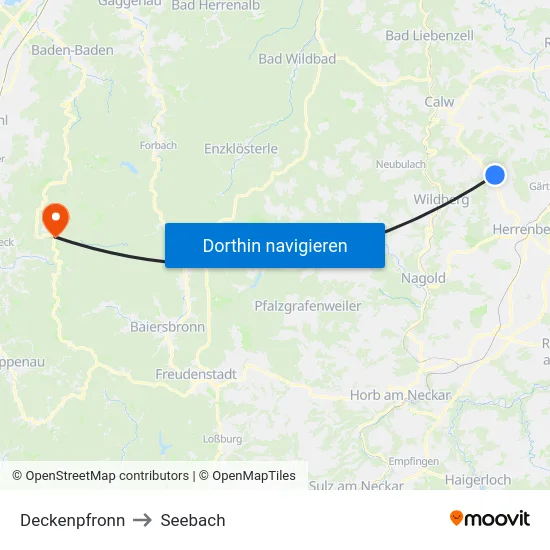 Deckenpfronn to Seebach map