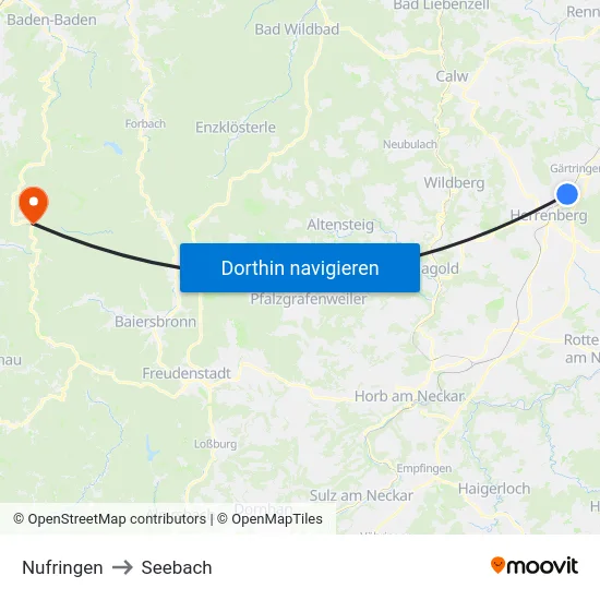 Nufringen to Seebach map