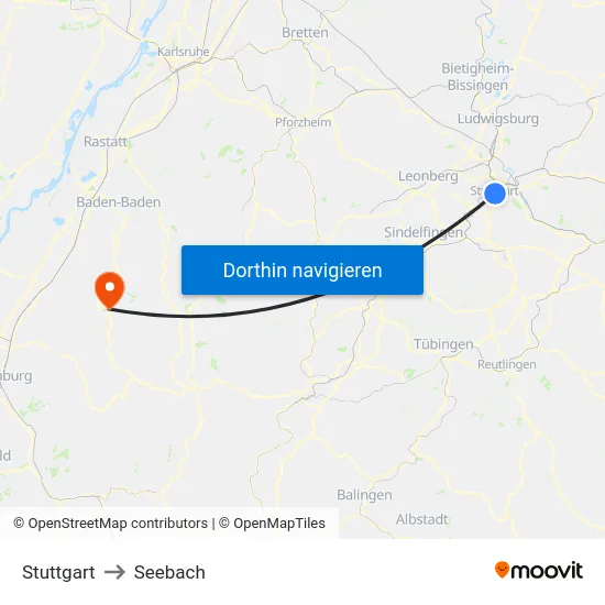 Stuttgart to Seebach map
