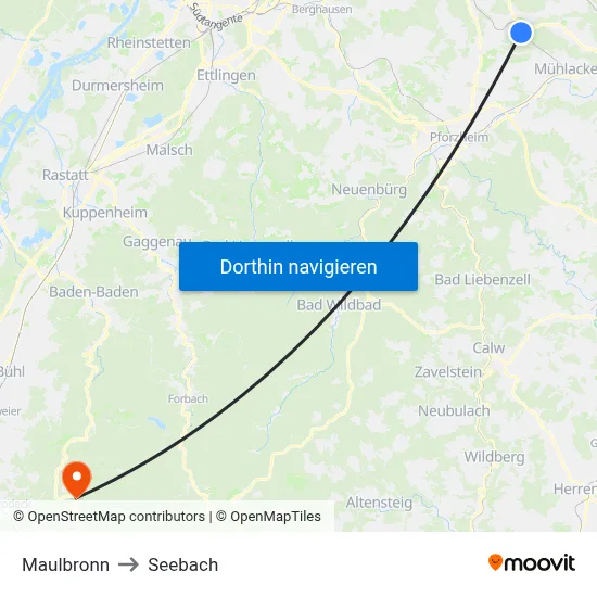 Maulbronn to Seebach map