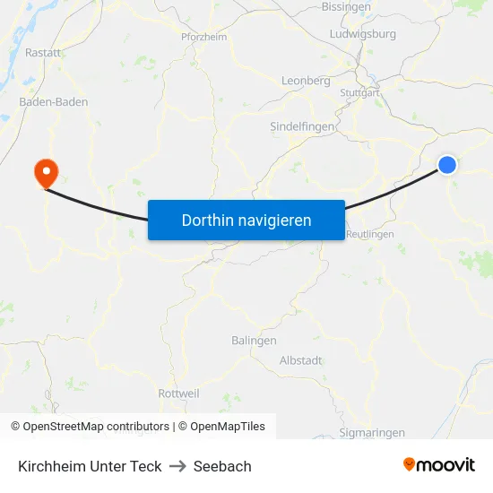 Kirchheim Unter Teck to Seebach map