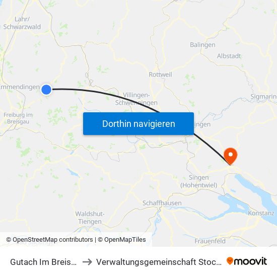 Gutach Im Breisgau to Verwaltungsgemeinschaft Stockach map