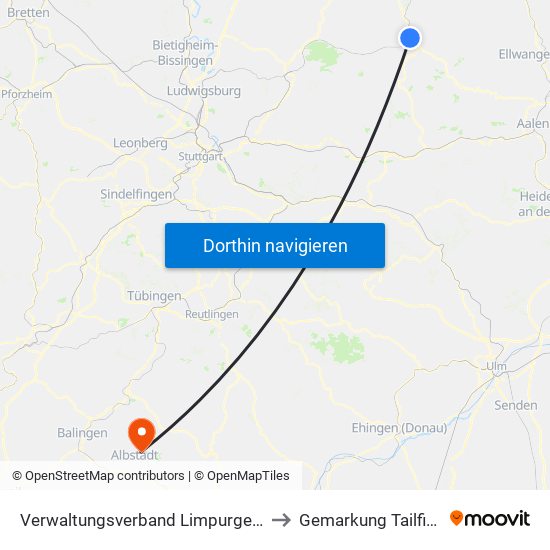 Verwaltungsverband Limpurger Land to Gemarkung Tailfingen map
