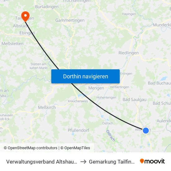 Verwaltungsverband Altshausen to Gemarkung Tailfingen map