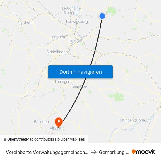 Vereinbarte Verwaltungsgemeinschaft Der Stadt Backnang to Gemarkung Tailfingen map